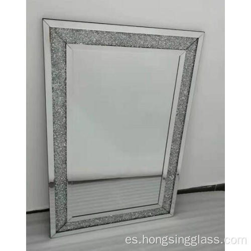 Espejo transparente rectangular de diamante cristal